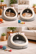 Cosy Cat Cave Bed with Hanging Toy