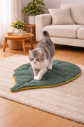 Reversible Leaf-Shaped Cat Bed Mat