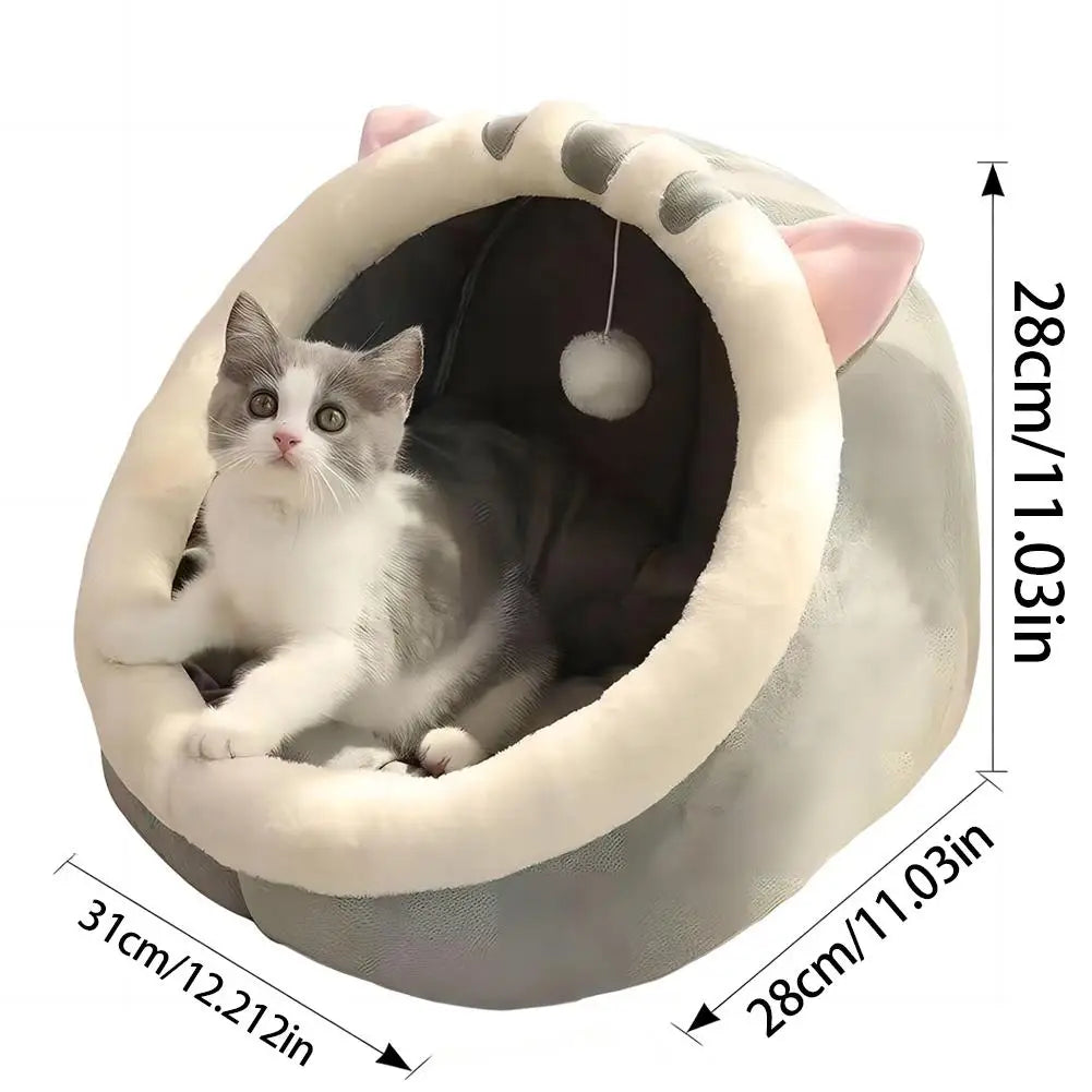 Cosy Cat Cave Bed with Hanging Toy